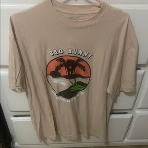 Beige Bad Bunny Concert Merch Graphic T-Shirt